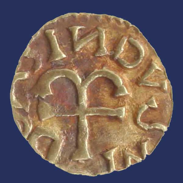Goldmünze (570-670 n.Chr.) mit Kreuz, geprägt in Marsal, Lothringen